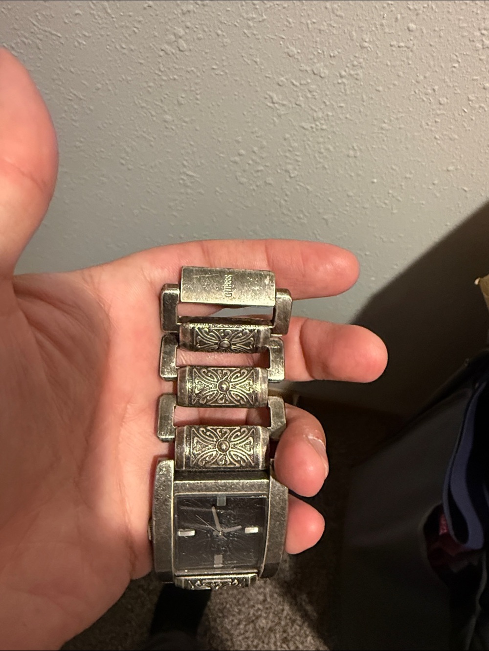 Guess Men's Ornate Metal Bracelet Watch in Black and Silver - Picture 4 of 4